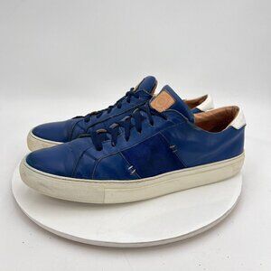 Greats Brooklyn Men Size 11 Blue Leather White Sole Lace Up Low Casual Shoes